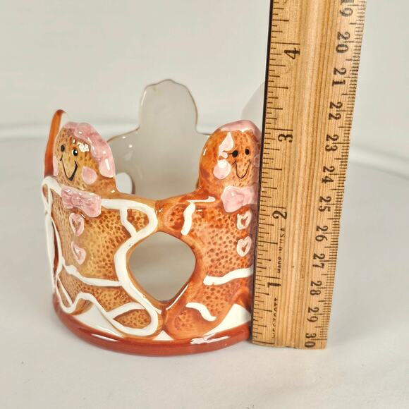 Gingerbread Salt Pepper Shakers, 2 Tea Light Holders Christmas Decor Set Ceramic - Picture 13 of 16